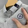 Men's Summer Short Sleeve Embroidered Polo Shirt, Turn-Down Collar, Plus Size, Solid Color