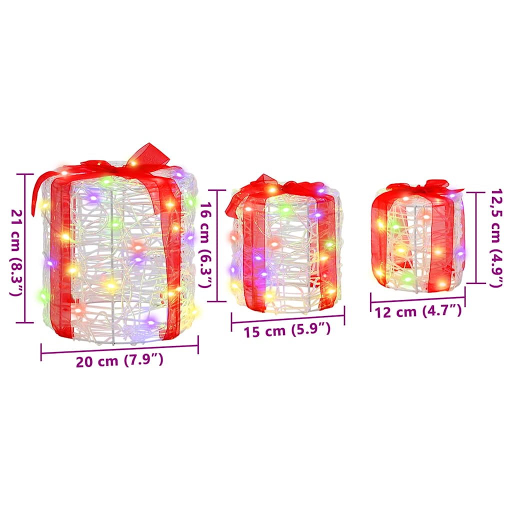 Gift Box Decoration Set 3 pcs Multicolored 20 x 20 x 21 cm Acrylic