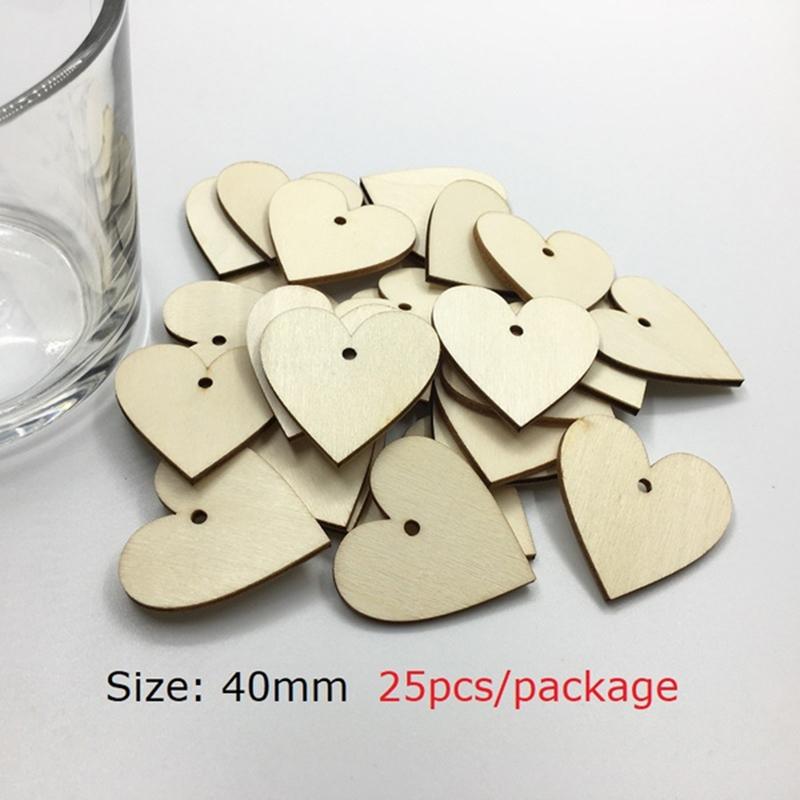 Handmade Wooden Love Heart Shaped Wedding Holiday Decorations Scrapbooking Wood Crafts DIY Birthday Party Supplies