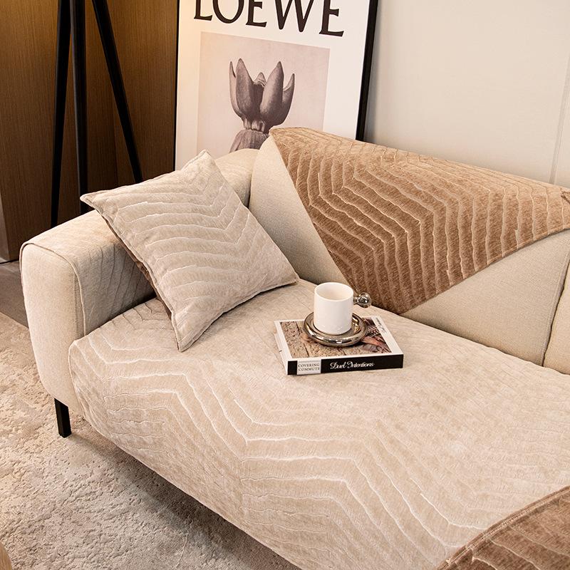 Chenier Velvet Sofa Cushion, Universal In All Seasons, Non-Slip, High-Grade Seat Cushion, Thickened Seat Cushion, High-Grade Leather Sofa Cover Towel