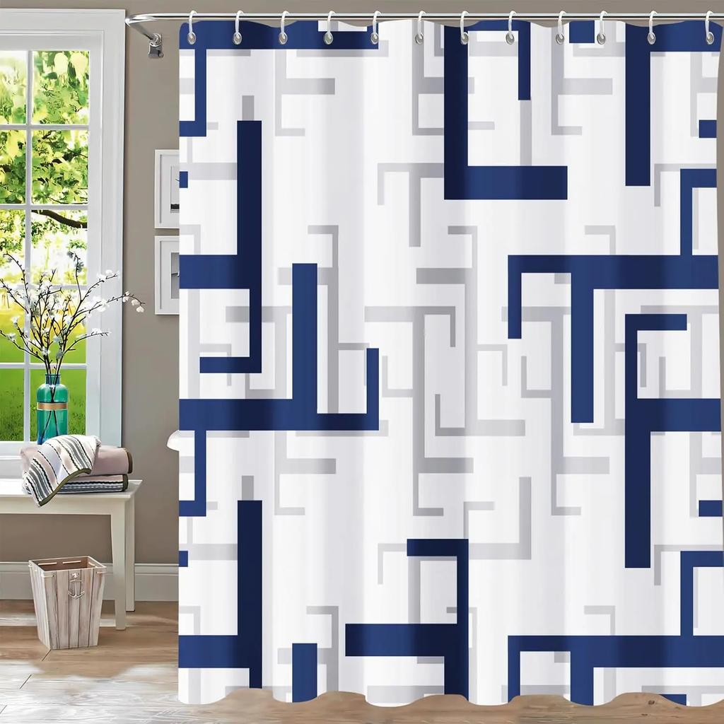 Bathroom Fabric Shower Curtain Waterproof Green Washable Watercolor Leaf Top Plant Bathroom Shower Curtain with Flowers