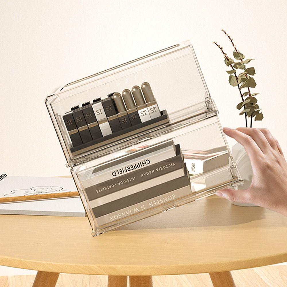 Transparent Cosmetic Storage Organizer Stackable Sundrie Holder  Home Office