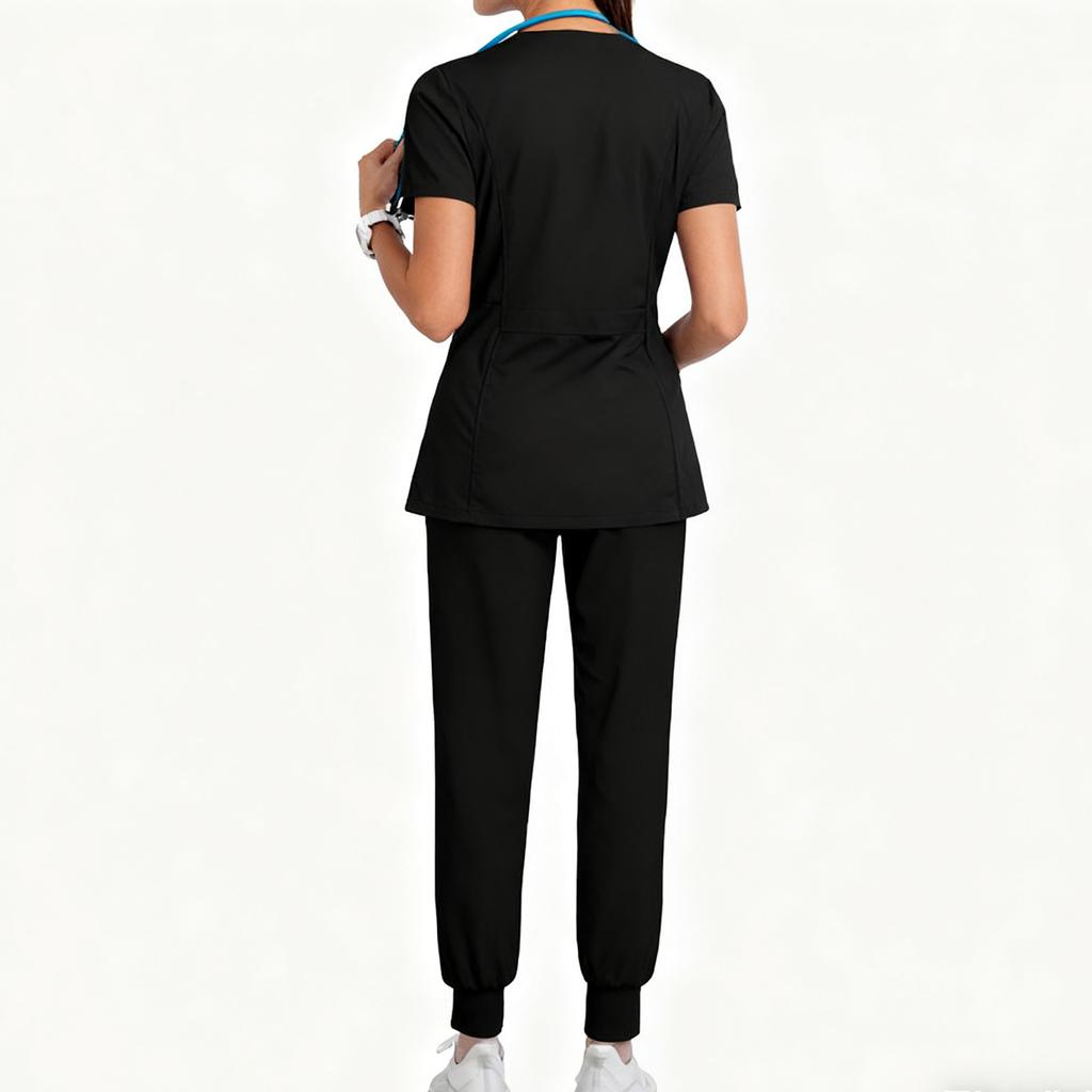 Женский свободный и удобный костюмный набор с V-образным вырезом, длинными рукавами, воротником-стойкой, рабочей одеждой и множеством карманов