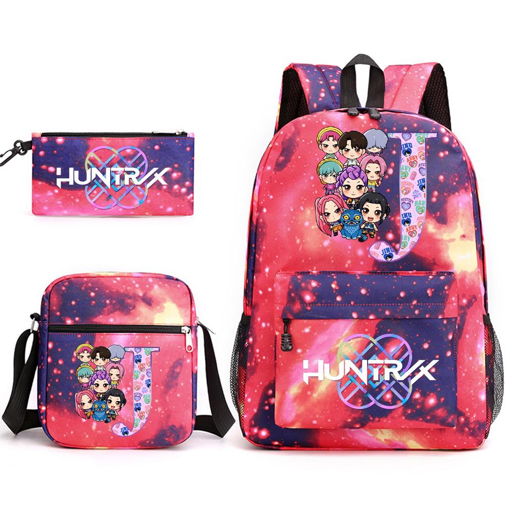 3Pcs/set 26 English Letter Printed Backpack with Shoulder Bag Pencil Case for Teenager Student Boy Girl School Bag Large Capacity Bookbag Kid Gift