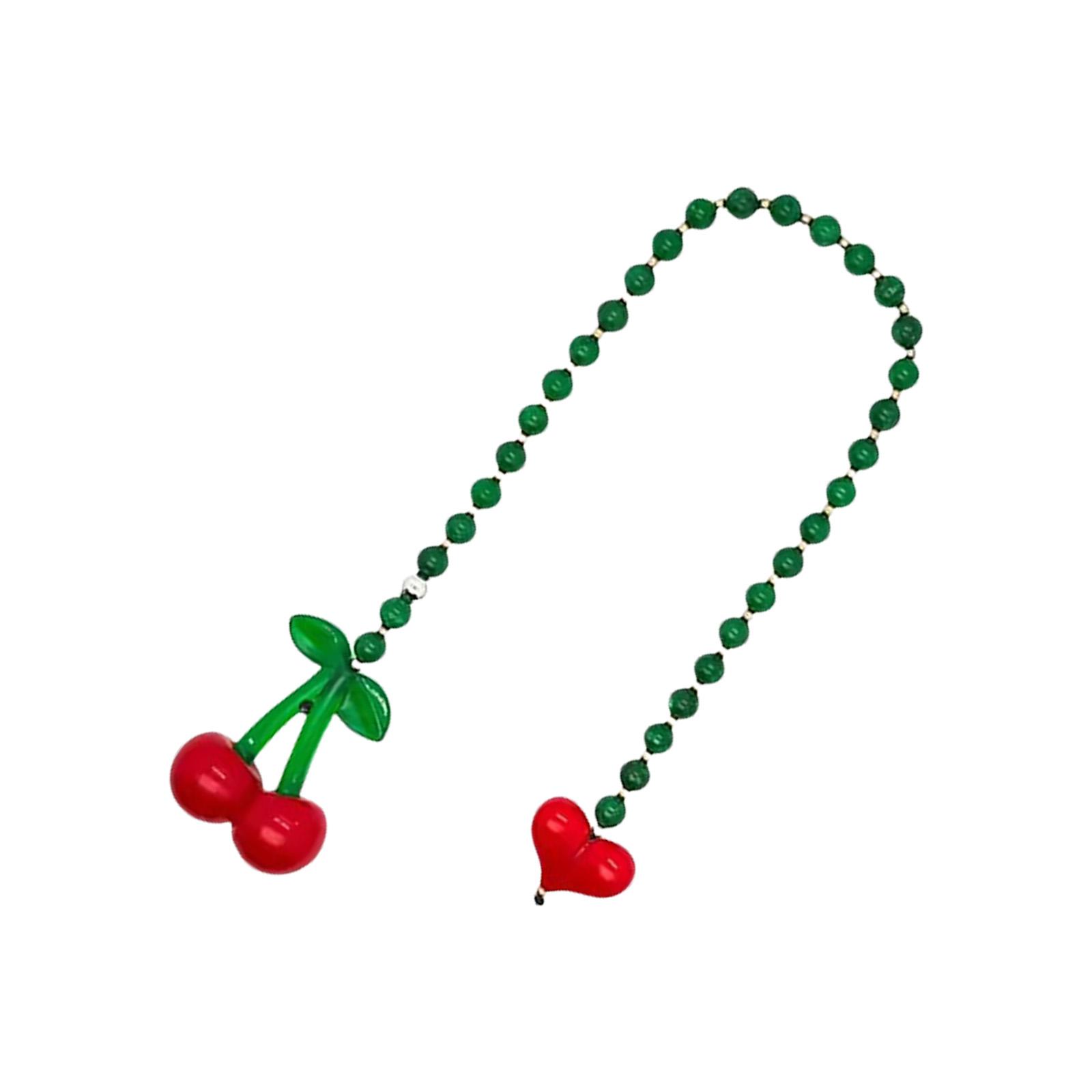 

Cute Heart Shaped Key Ring With Cherry Accent Versatile Handbag Decors Sturdy Metallic Finish Bag Pendant зелёный