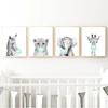 Nordic Kids Room Teal Bubble Elephant Giraffe Child Animal Minimalist Wall Art Print Canvas Painting Posters for Home Decor