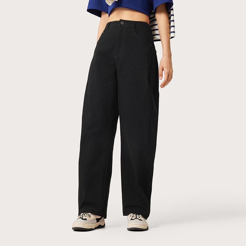 Li-Ning Weekend Youth Simple Solid Color Straight Casual Pants Women bottoms Black AKXV298-3