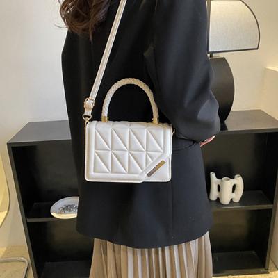 Neue Mode Umhängetasche Karomuster PU-Leder Damen Quadratische Handtaschen Markendesigner Kleine Schwarze Umhängetaschen für Damen