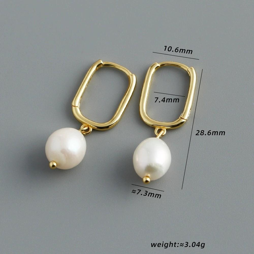 Fashion Jewelry 925 Sterling Silver Pearl Drop U-shape Hoop Earrings Dainty Trendy Earring Jewelry Party Gift for Women