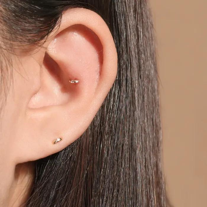 14K Half Minimal Piercing Earrings