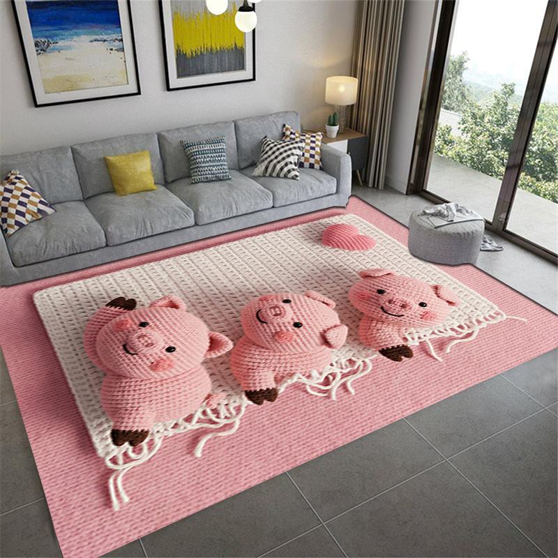 2025 New Cute pink pig Carpet Rug for Living Room Bedroom Home Sofa Decoration,Kids play Non-slip Floor Mat