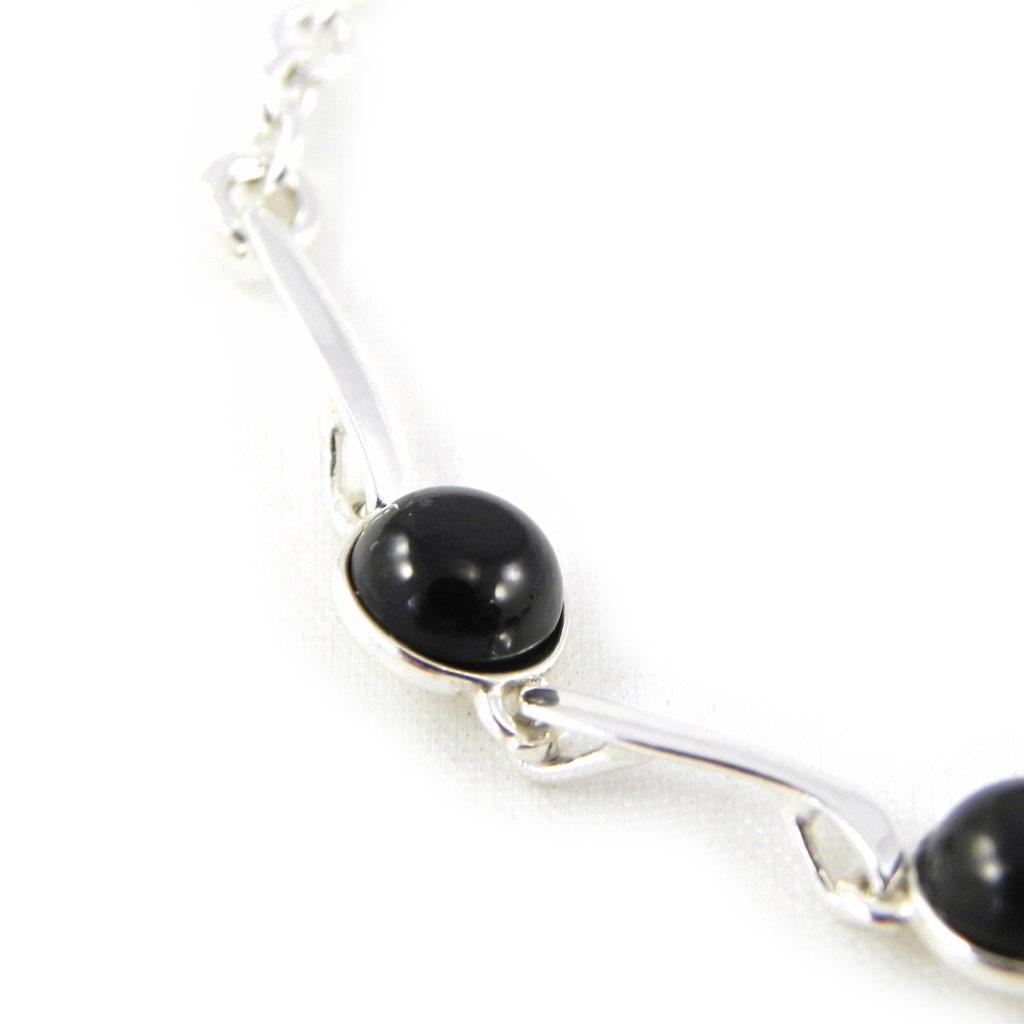 Les Trésors De Lily [H3471] - Bracelet Argent 'Déesse Noir de Jais' noir argenté (rhodié) - 6 mm