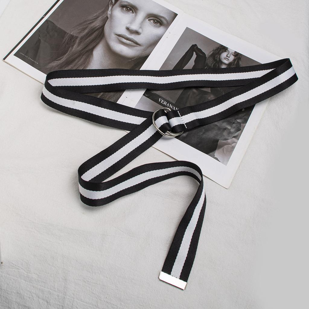 Women's Casual Versatile Printed Soft Canvas Belt Striped Polka Dot Letters Spring and Summer Clothing Accessories Belt Women's Belt