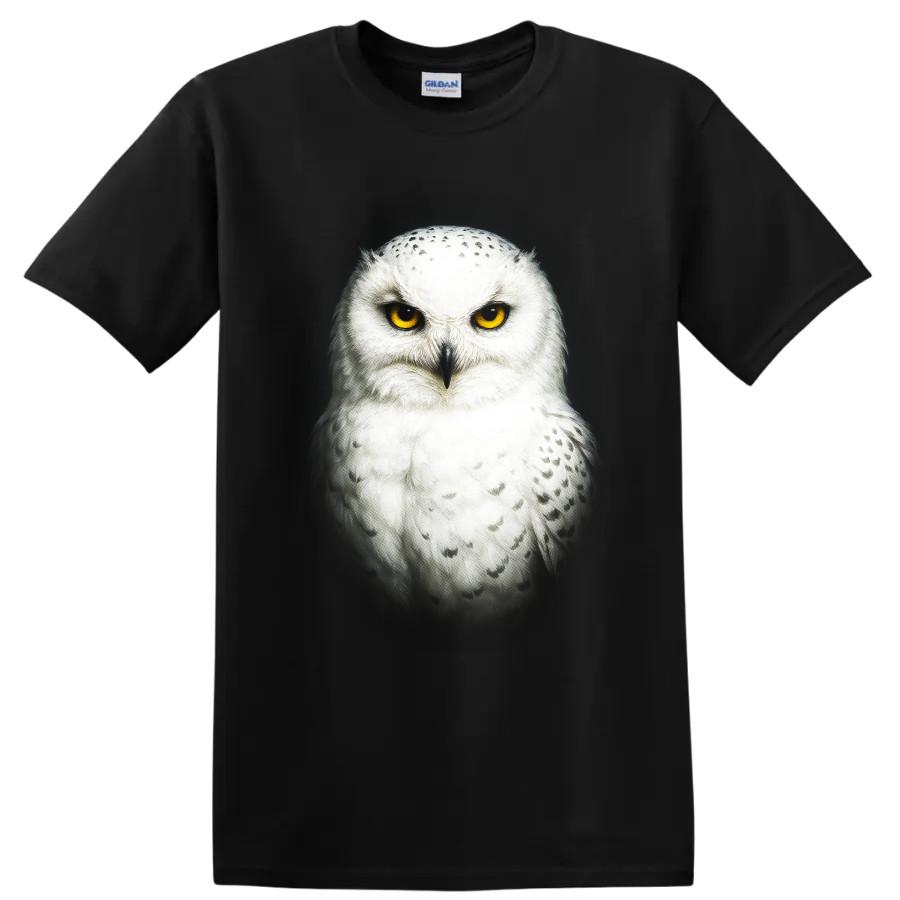 Snowy Owl T Shirt Fierce Wildlife Bird Portrait Nature Lover Tee