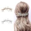 Pearls Rhinestones Hair Comb Bridal Hair Accessories Tiaras Leaf Hairpin For Bride Wedding Party Prom Event Hair Jewelry