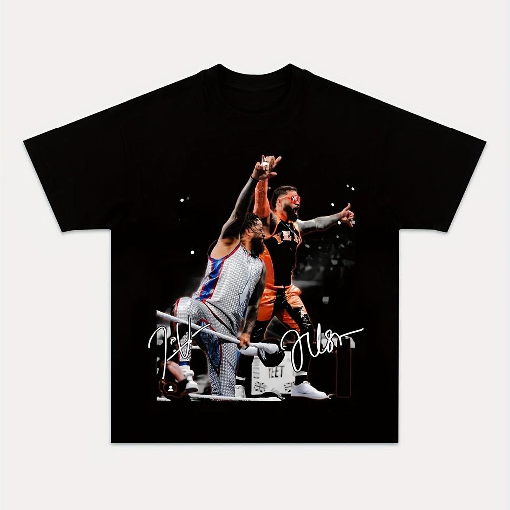 Americké JEY USO & JIMMY USO Pánské a dámské bavlněné tričko Letní pouliční styl Krátký rukáv