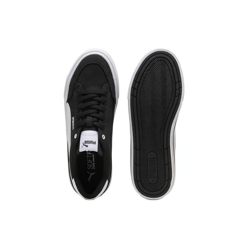 PUMA Court Classic Vulc Unisex Low-top Fabric Lace-up Round Toe Skate Shoes Black White 396353-03