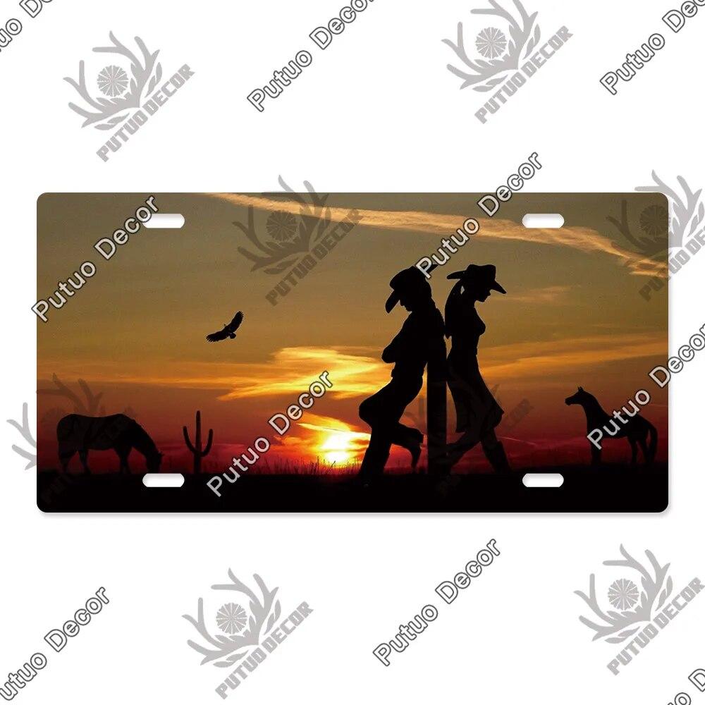 Putuo Decor Západ slunce SPZ Kovová cedule Plaketa Kovová Vintage Dekorace do obývacího pokoje Dveře Nástěnná dekorace k moři