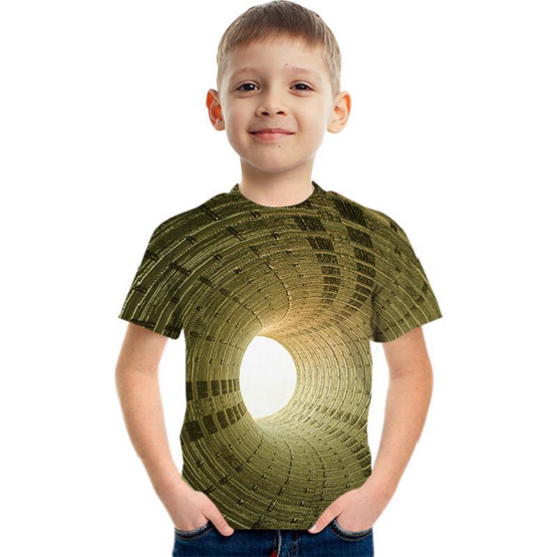 Summer Children's 3D T-shirt Visually Deceiving Boys' Printed Short Sleeved T-shirt Tees