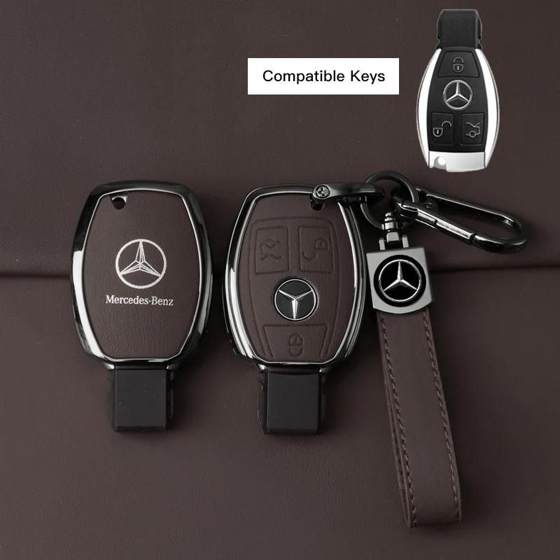 GLC GLB Car Remote Keyshell Cover Zinc Alloy Leather Key Case Accessories For Mercedes Benz AMG W177 W176 X166 X167 C257 C218 X