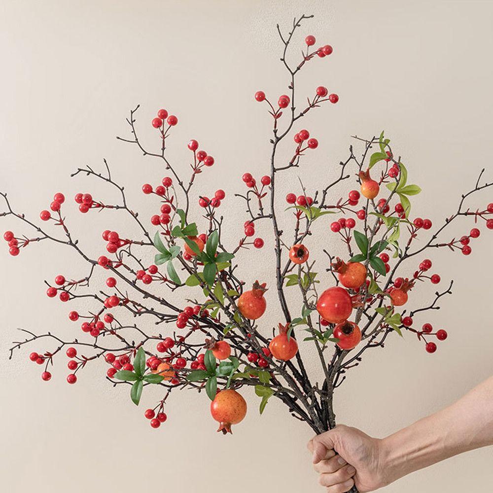 6-Fruit Simulation Pomegranate Fruit Plastic Fake Plants  Chinese New Year Decor