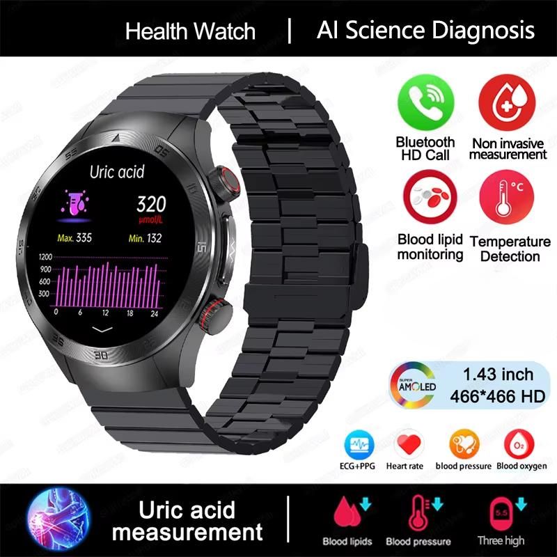 

2025 Новые часы-смартфон с лазерной терапией ЭКГ+ФПГ для мужчин и женщин, экран из сапфирового стекла, частота сердечных сокращений, липиды крови, мочевая кислота, умные часы для здоровья Black Steel B