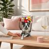 Funny Bulldog Planter Pot, Cute Middle Finger Dog Planter, Small Resin Animal Flower Pot with Drainage Hole for Home Garden Office Desk Decor