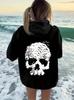 Women's Loose-Fit Halloween Skull Print Hoodie - New Winter Arrival