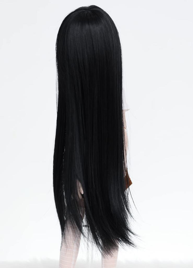 Linfairy 8-9 Inch 13 Size Doll Wig, Figure, BJD Long Wig (Black)