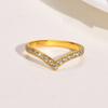 Luxury V Shape Clear Zircon Ring For Women Stainless Steel Gold Color Finger Rings Fashion Zircon Christmas Gift Wholesale