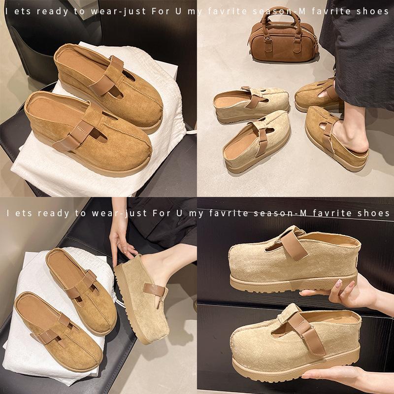 New popular retro Mary Jane women's summer versatile niche Korean slope heel lazy shoes thick sole heightening casual