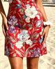 2026 Summer One Shoulder Iris Floral Print Mini Dress, Red Slim Bodycon Beach Sundress