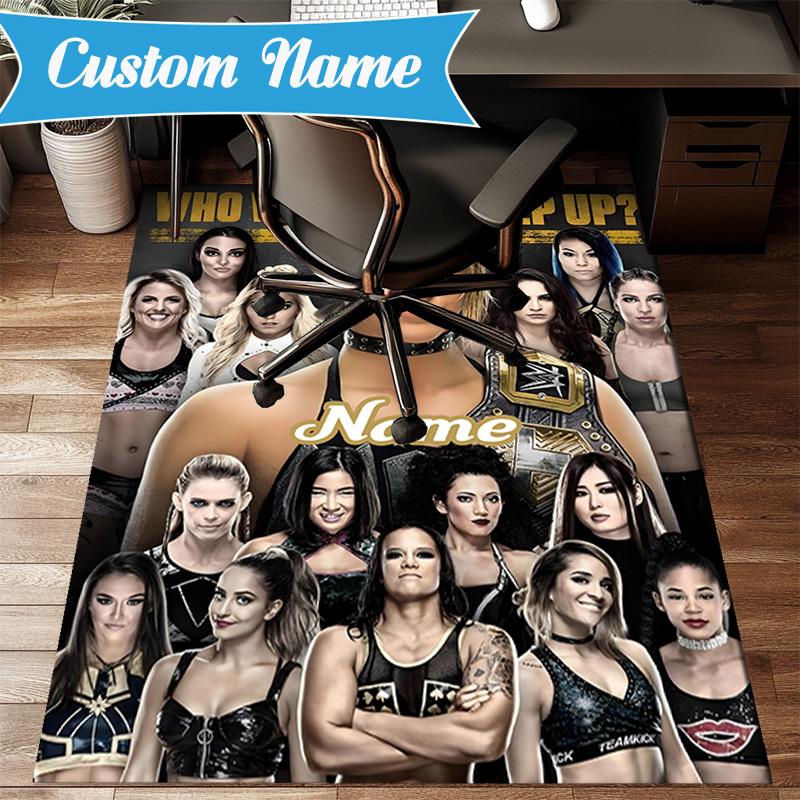 Custom Name wrestling Superstars Collage Rug for Living Room, Game Rooms, Office, Bedroom, Floor Mat Playful Design, fan gifts Christmas decor