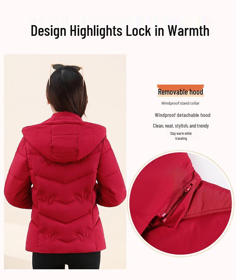 Mom's 2025 Winter Short Cotton Jacket: Women's Middle-Aged & Elderly Embroidered Thickened Fashion Coat