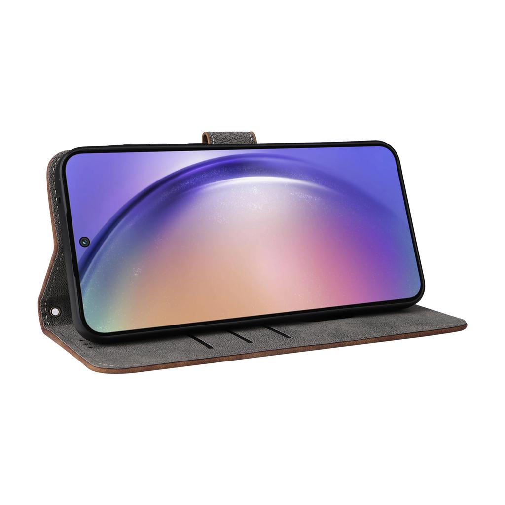 Für Samsung Galaxy A55 5G Ständerhülle Stoßfeste Schale RFID-Blockierende Handyhülle Brieftasche