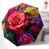 1pc Sturdy 8-Bone Auto Umbrella, Mixed Rose Bouquet Umbrella, Digital Printed, Foldable Umbrella for On-the-Go Outdoor Use