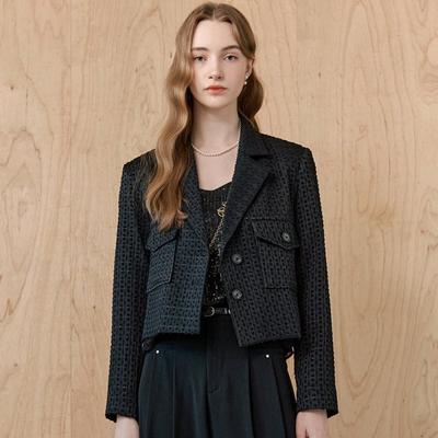 MAXZA Žakárová Cropped Bunda ze směsi kovové příze Zd04qj601on