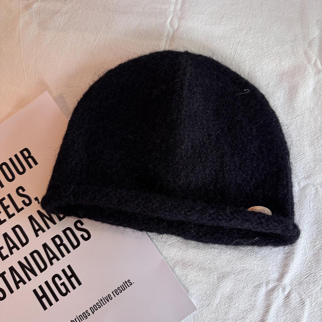 

Women Beanie Wool With Letter Embellishments For Fall And Winter Street Style Black