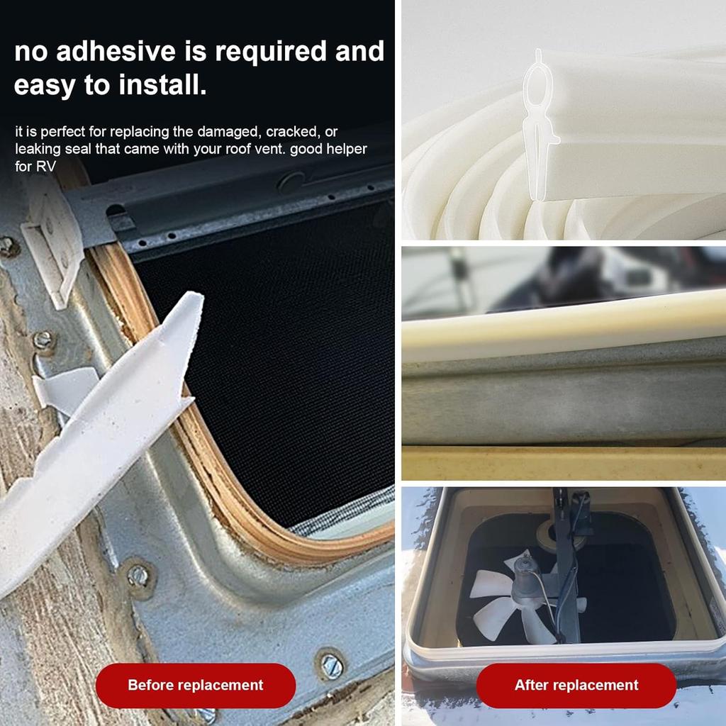 Rv Roof Vent Seal Vinyl Seal Rv Sealfor Ventline, Hengs And Camco Roof Vents (118INCH, White)
