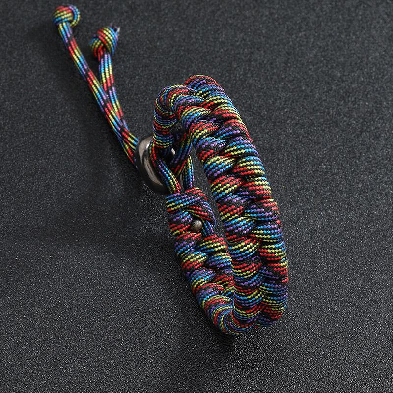 New Fashion 7 Colors Men Paracord Bracelet For Men Handmade Braided Wrap Braslet Outdoor Rescue Survival Braclet Adjustable