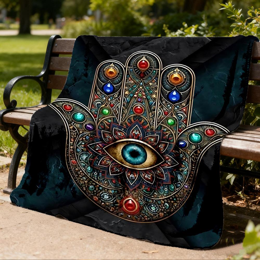 1pc Protective Eye Symbol Print Outdoor Blanket, Lightweight Polyester,