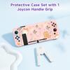 1 Piece Orange Cat and Flower Protective Case with 1 Gamepad Grip for Switch NS/Oled, Drop and Scratch Resistant