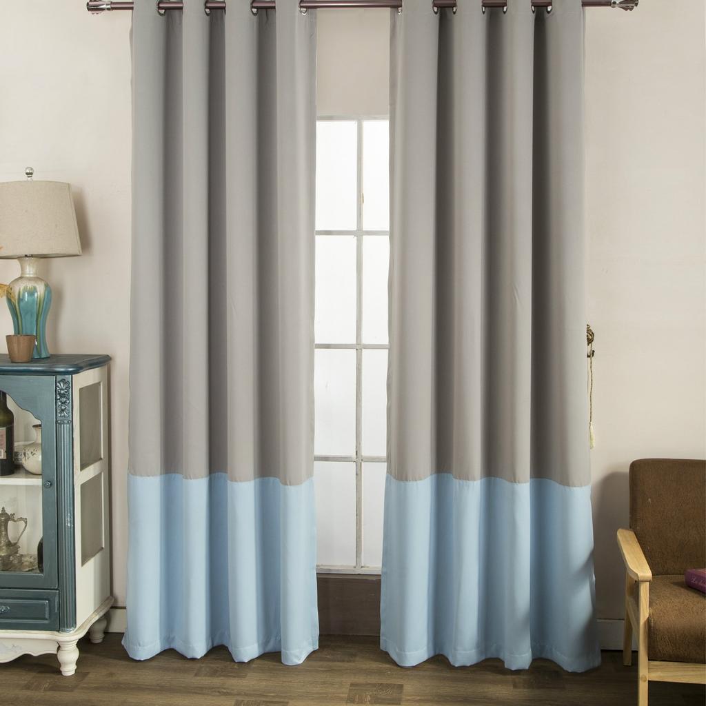 Keqiao Curtains Finished Curtains Solid Color Splicing Curtains Blackout Curtains Gradually Change Color Curtains