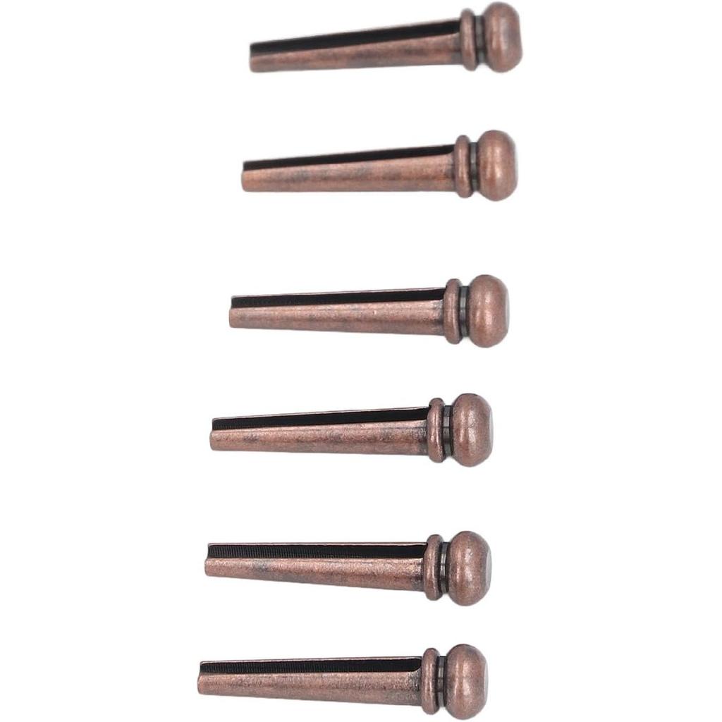 Guitar Bridge Pins,6PCS Guitar Bridge Pin Copper Acoustic Guitar Bridge Pins Peg Replacement for Repairing (Antique Bronze)