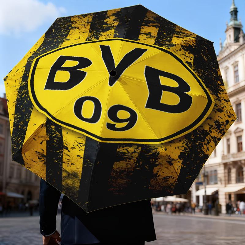 1Pz Ombrello Pieghevole Stampato Borussia Dortmund, Ombrello Automatico 8 Stecche per Viaggio, Campeggio, Regali per Fan, Regali di Natale