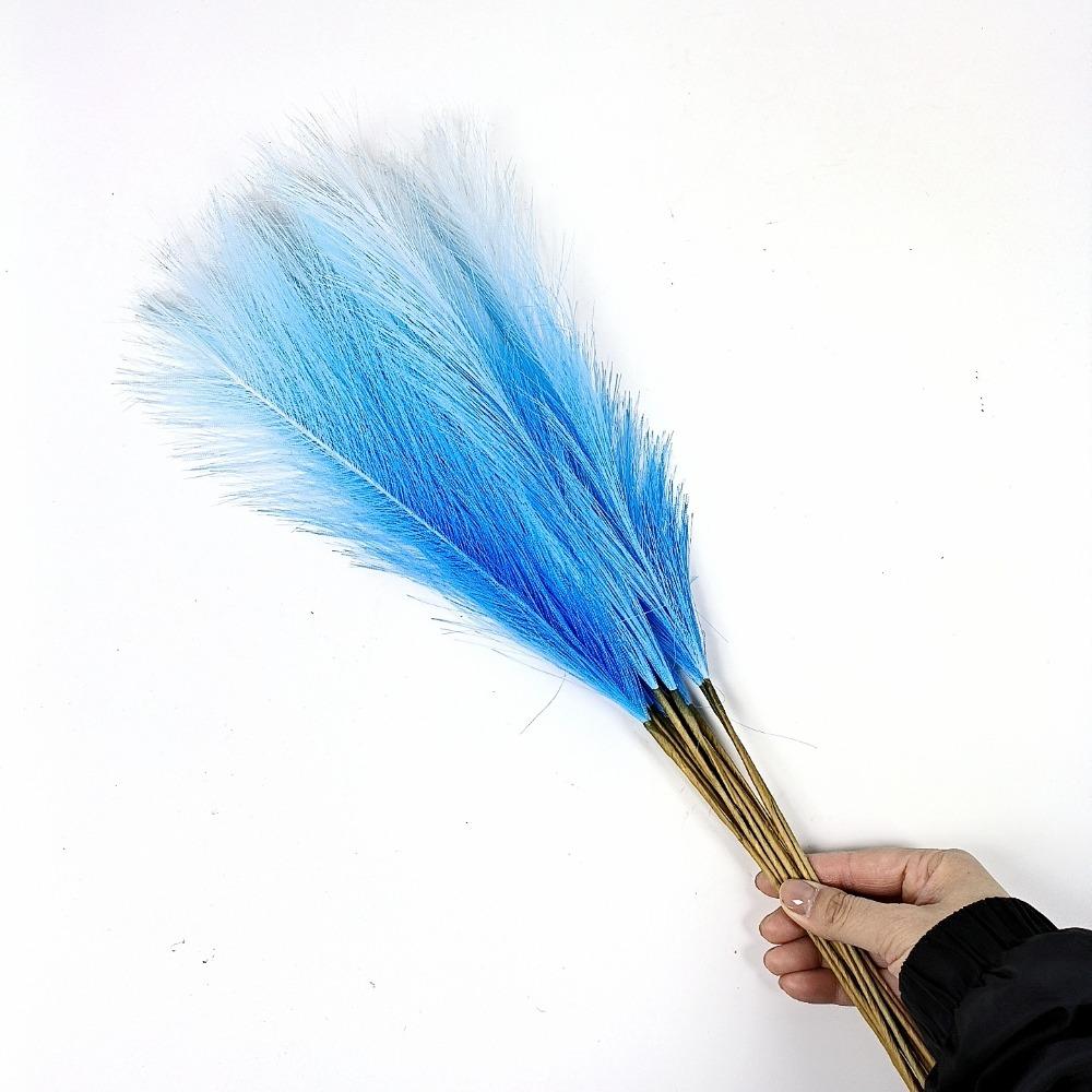 10PCS/55cm Fluffy Pampas Grass Gradient Color Fake Plant Reed  Christmas Festival Decor