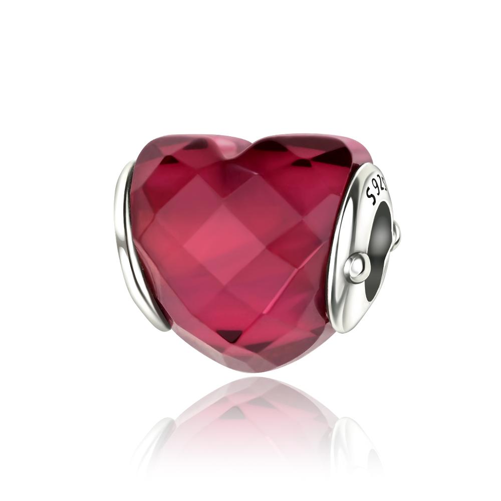 Beautiful 925 Sterling Silver Red Valentine's Day Infinity Love Rose Pendant Fit DIY Bracelet Necklace Date Accessories Gifts