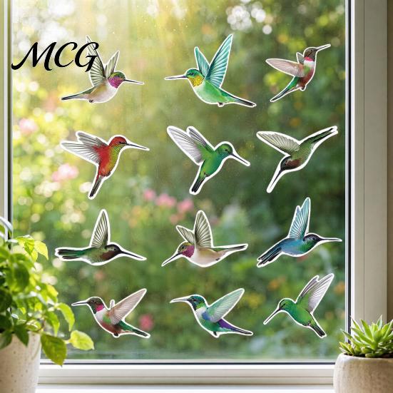 Einfach anzubringender Vogelaufkleber 12 Stück Fenstersticker, Schutzaufkleber, Abnehmbare PVC Anti-Kollisions-Aufkleber Wiederverwendbar für Glastüren Und Fenster, Verhindern