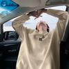 Men Loose Long Sleeve Printed Cotton Crew Neck Casual Base T Shirt