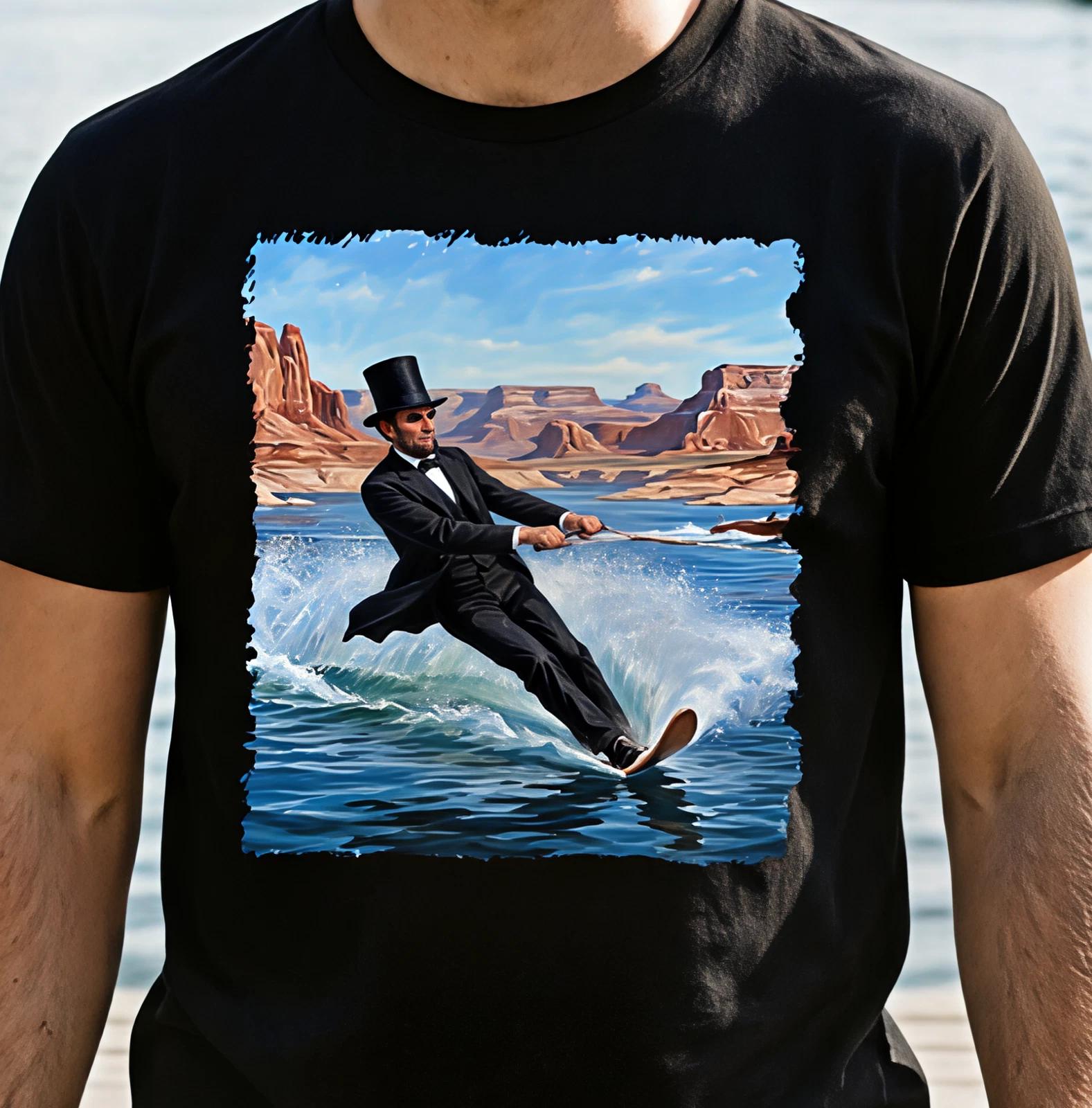 

Funny Abraham Lincoln Waterskiing in The Southwest T shirt S